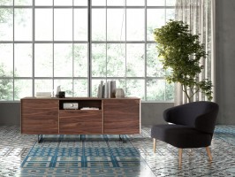 Modern 2 Door Walnut Buffet for Living Room