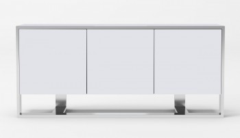 Elite White High Gloss and Stainless Steel Buffet Elite White High Gloss and Stainless Steel Buffet