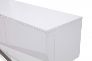 Modern White TV Stand with Stainless Steel Base