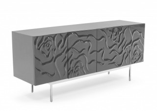 Modern Grey Buffet with Floating Rose Petal Design