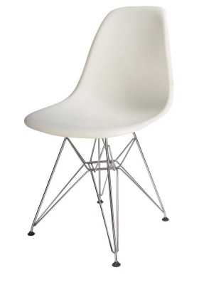 Wired Legs White Side Chair with Hard Plastic Seat in 5 Colors