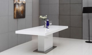 Elegant Stainless Steel Dining Set with High Gloss White Finish