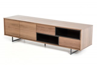 Walnut TV Stand Media Storage with Drawers and Doors