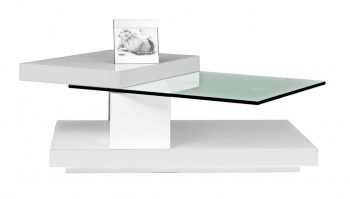 White Gloss Coffee Table with Swivel Glass Top
