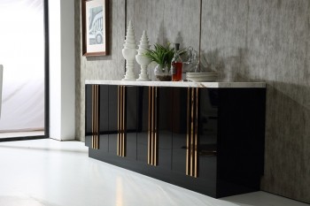 Italian Design Black Modern Buffet Cabinet with Marble Italian Design Black Modern Buffet Cabinet with Marble