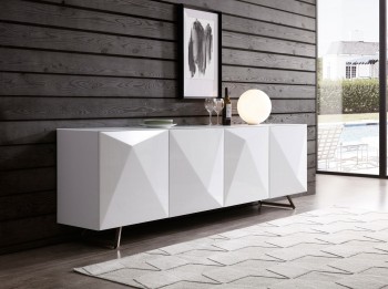 White Buffet with Designed Doors and Pure Glass Top White Buffet with Designed Doors and Pure Glass Top
