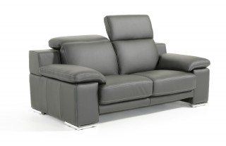 Made in Italy Full Leather Panther Black Sofa Set