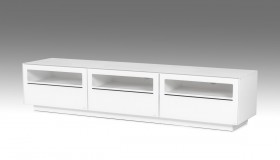 Contemporary White TV Stand with White Tempered Glass