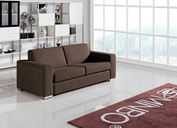 Contemporary Brown Fabric Sofa Bed