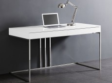 Elite High Gloss White Lacquer Desk with Stainless Steel Base Elite High Gloss White Lacquer Desk with Stainless Steel Base