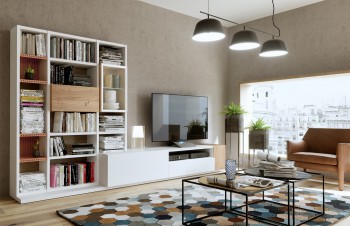 Spacious White Wall Unit for Living Room