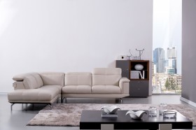 Elegant Beige Leather Sectional Sofa with Soft Appearance