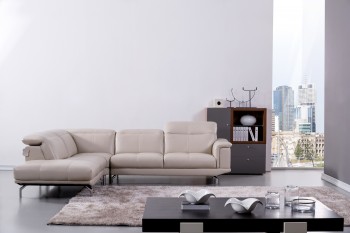 Elegant Beige Leather Sectional Sofa with Soft Appearance