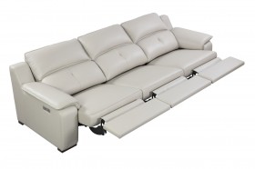 Contemporary Beige Leather Stylish Sofa Set with Wooden Legs