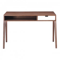 Contemporary Wooden Office Desk in Walnut Finish with Storage Drawer