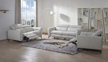 Premium Italian Leather Sofa Set with Recliner Seats