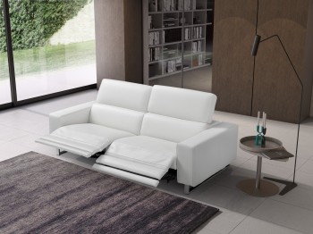 Grace White Leather Sofa Set with Adjustable Headrests