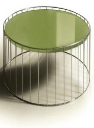 Contemporary Round Shaped End Table with Metal Base