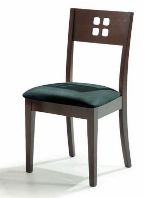 Walnut Wooden Dining Chair with Soft Fabric Seat