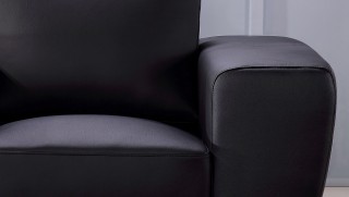 Unique Sofa Set Upholstered in Black Leather