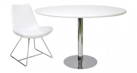 Lacquer Finished Tango Round Dining Table w/ Chrome Plated Base