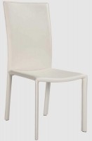 Fully Upholstered White Leather Chairs with Contoured Detailing