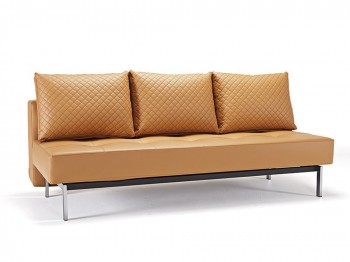 Deluxe Contemporary Camel Leather Sofa Bed