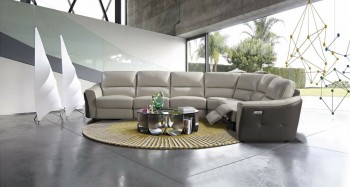 Italian Leather Sectional Sofa Set with Recliner Chair