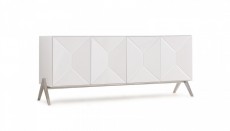 Elite Modern White Buffet with Striped Design Elite Modern White Buffet with Striped Design