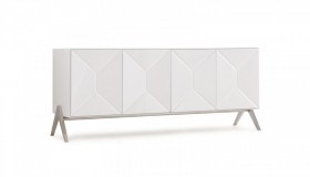 Elite Modern White Buffet with Striped Design