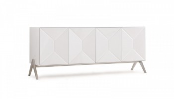 Elite Modern White Buffet with Striped Design Elite Modern White Buffet with Striped Design
