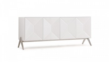 Elite Modern White Buffet with Striped Design