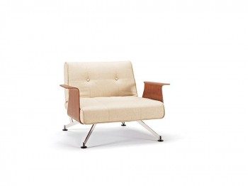 Khaki Sofa Bed Chair with Walnut Arms Khaki Sofa Bed Chair with Walnut Arms