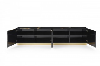 Elite Black TV Stand with Gold Painted Accents