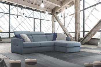 Unique Sectional Upholstered Micro Suede Fabric with Pillows