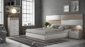 Graceful Wood Platform and Headboard Bed with Extra Storage