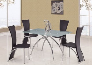 Glass and Metal Contemporary Dining Table