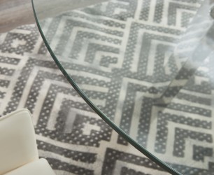 Exquisite Clear Glass Top Leather Table and Four Chairs