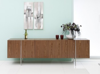Gorgeous Walnut Buffet with Stainless Steel Legs Gorgeous Walnut Buffet with Stainless Steel Legs