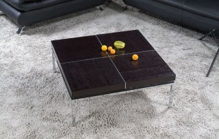 Square Coffee Table with Metal Base and Wood Top