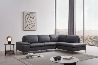 Elegant Italian Leather Sectional Sofa with Storage Bookshelf