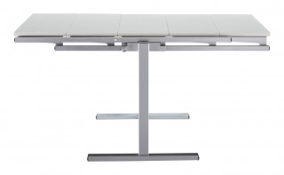 Floating Sleek White Gloss Table with Creative Leatherette Chairs