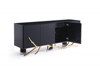 Luxury Black Buffet with Golden Accents