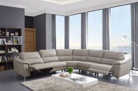 Stylish Leather Sectional with Chaise