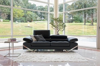 Top Grain Italian Leather Contemporary Sofa Set