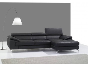 Remarkable Black or Red Italian Leather Sectional Sofa