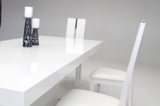 Elegant Stainless Steel Dining Set with High Gloss White Finish