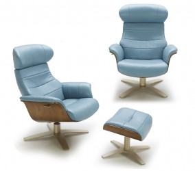 Futuristic Modern Leather Upholstered Swivel Lounge Chair with Color Options