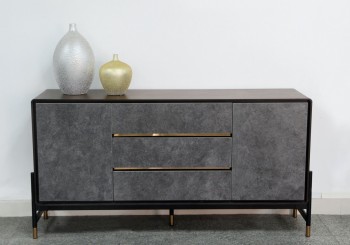 Contemporary Walnut Buffet with Gold Tips Contemporary Walnut Buffet with Gold Tips