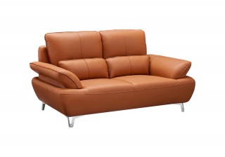 Italian Leather Sofa Set with Steel Legs